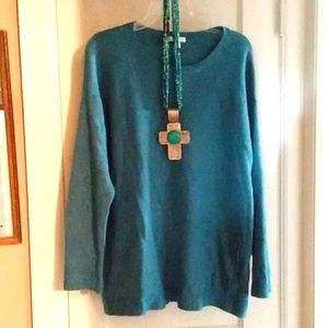 Pure Jill ladies LS teal sweater